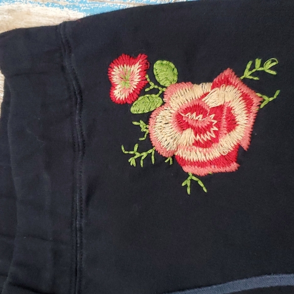 Vintage Hana Sport Floral Embroidered Drawstring Lounge Pants Joggers - Picture 2 of 8